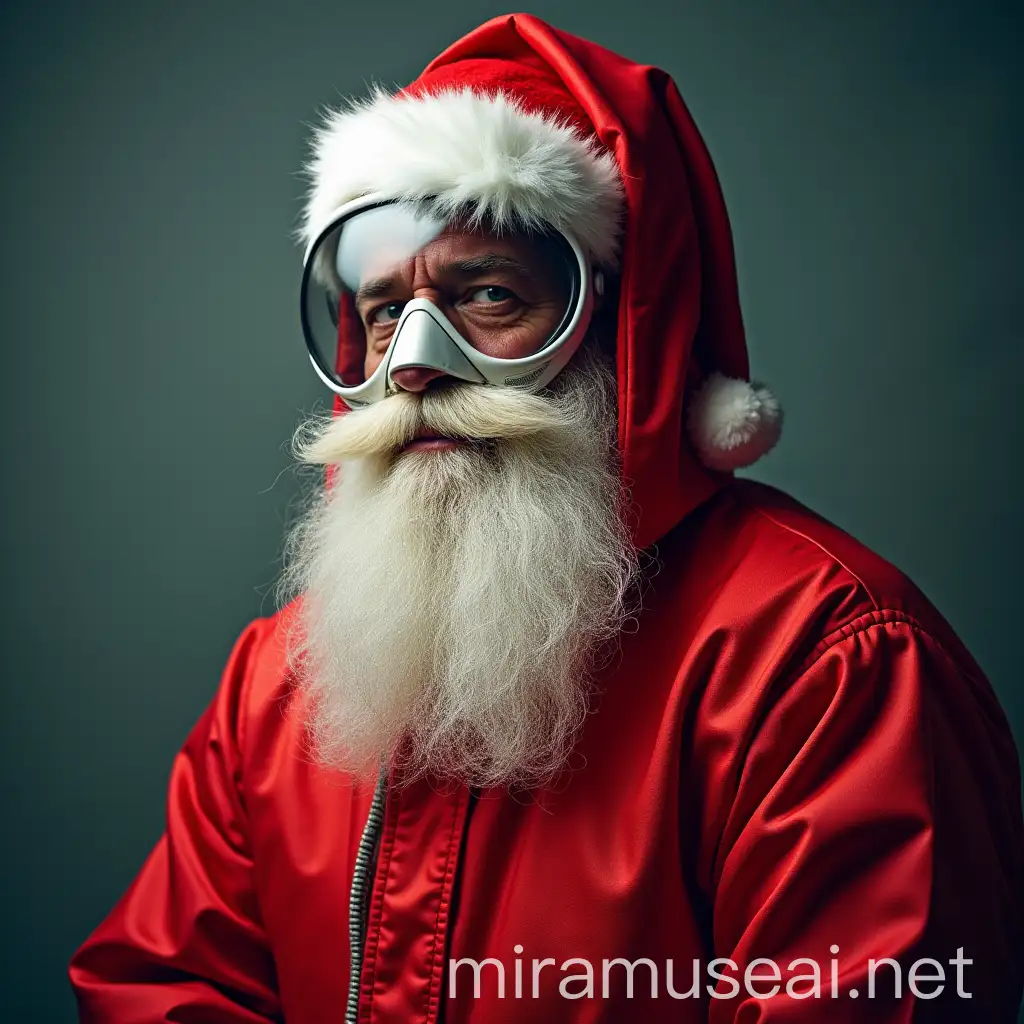 Santa Claus Wearing Red Hazmat Suit