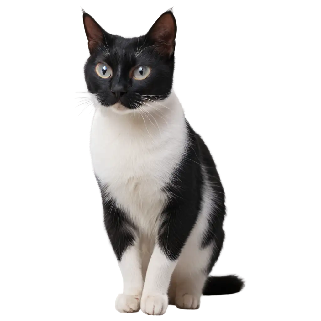 Black-and-White-Cat-PNG-Image-for-Versatile-Design-Use