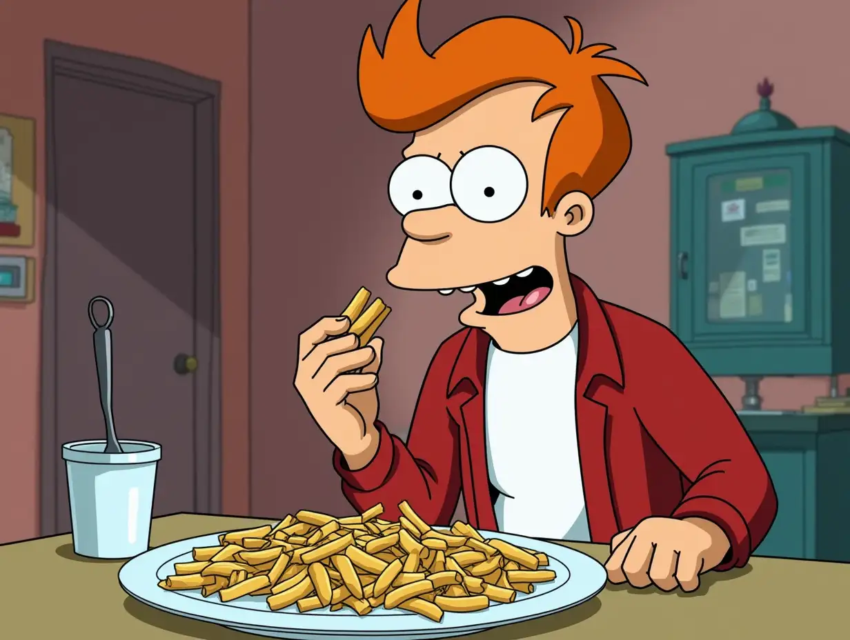 Futurama. Philip J. Fry eat Zolberg