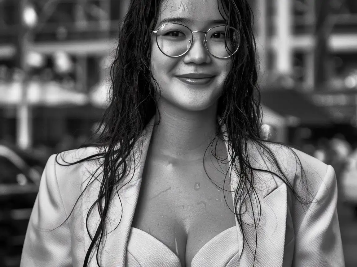 Chinese-Young-Woman-in-White-Suit-with-Wet-Hair-A-Wong-Karwai-Inspired-Portrait