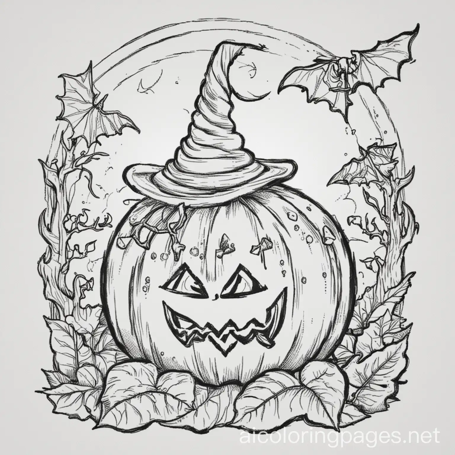 Easy-Halloween-Coloring-Page-with-Simple-Outlines-on-White-Background