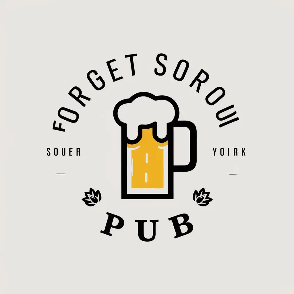 a vector logo design,with the text "forget sorrow pub", main symbol:beer,Moderate,be used in bar industry,clear background