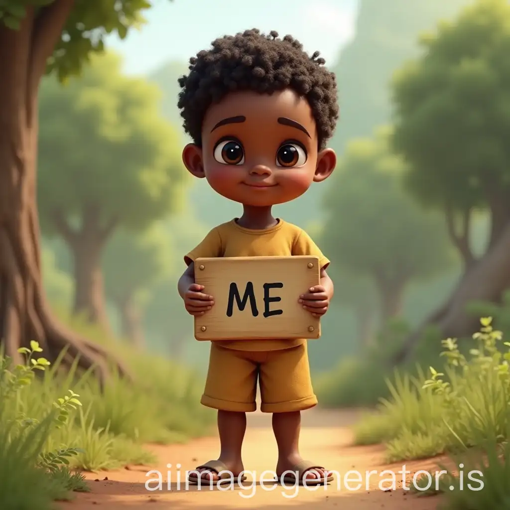 3D-Model-of-African-Child-Holding-ME-Board-in-Natural-Environment