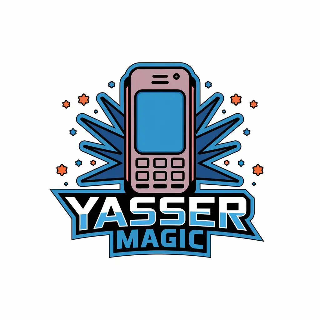 a vector logo design,with the text "Yasser magic", main symbol:mobile,Moderate,clear background