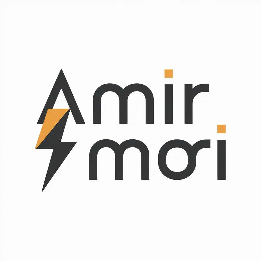 a logo design,with the text "AMIR MORI", main symbol:Thunder,Moderate,be used in Others industry,clear background