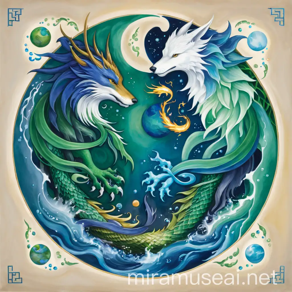 Earth and Water Duo Spiritual Balance of Elemental Concept Art