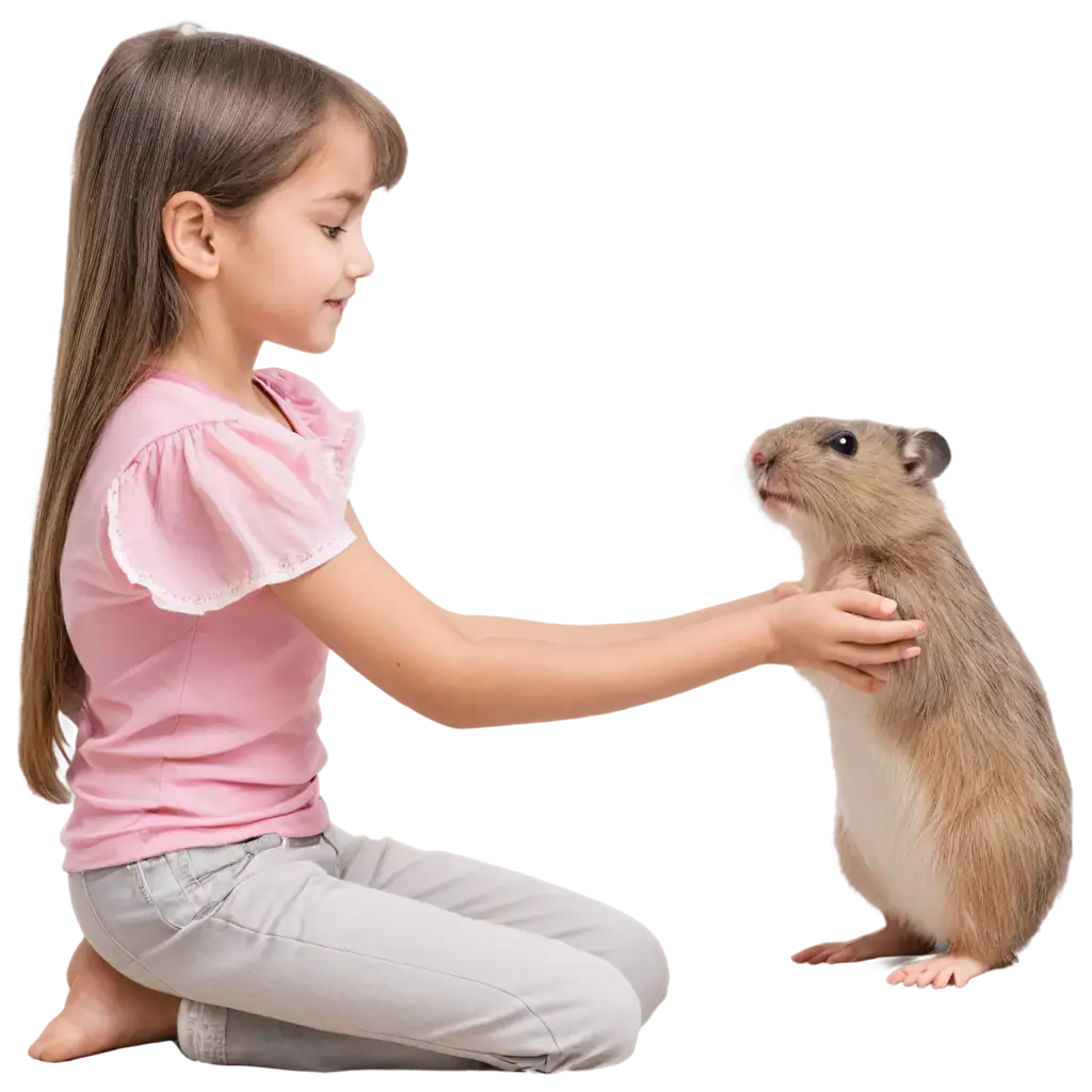 4YearOld-Girl-Stroking-a-Hamster-HighQuality-PNG-Image-for-Clear-and-Crisp-Visuals