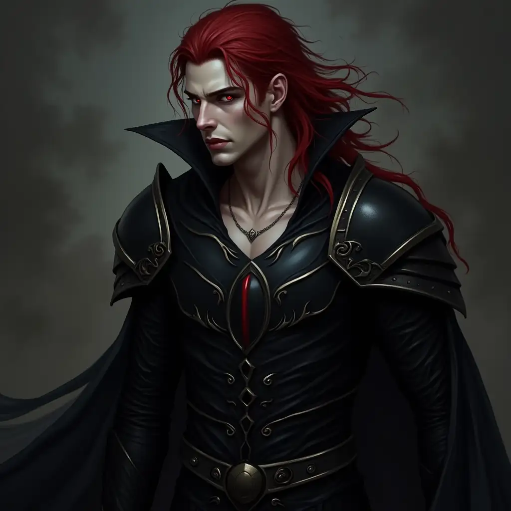 Handsome Male Vampire in Black Obsidian Armor with Wraith Powers