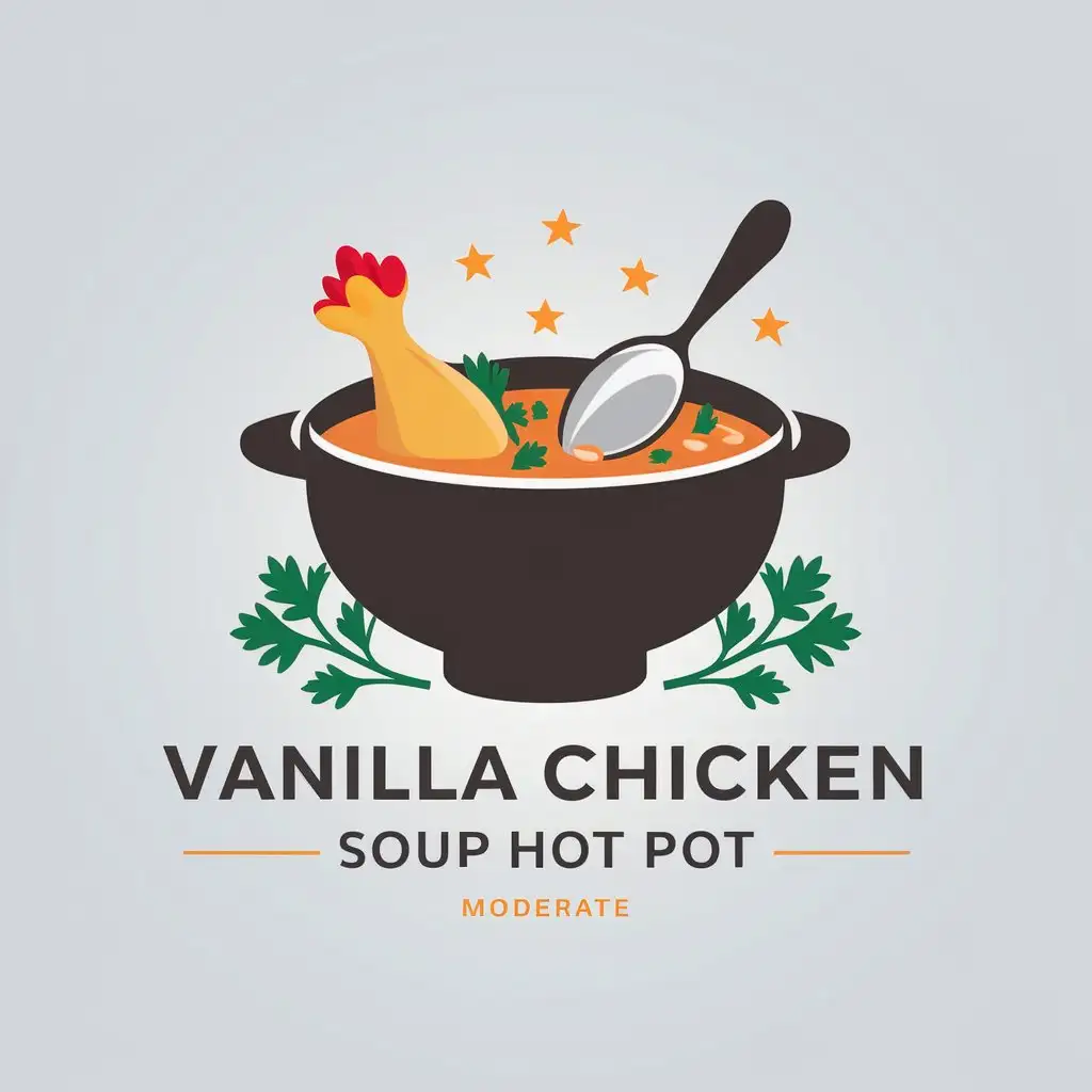 LOGO-Design-for-Vanilla-Chicken-Soup-Hot-Pot-Elegant-Chicken-and-Soup-Spoon-Theme