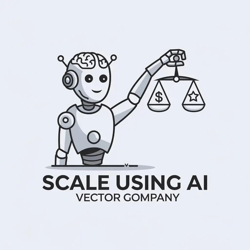 LOGO Design for Scale Using AI Minimalist Monochrome with AI Workflow Symbolism