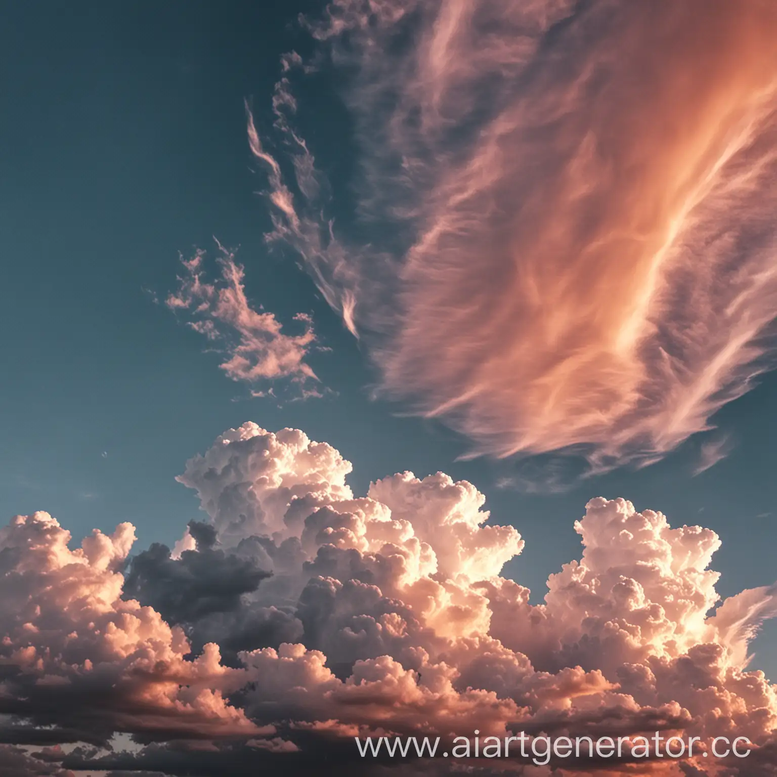 Sky-and-Clouds-with-Mountains-in-Sunset-Light