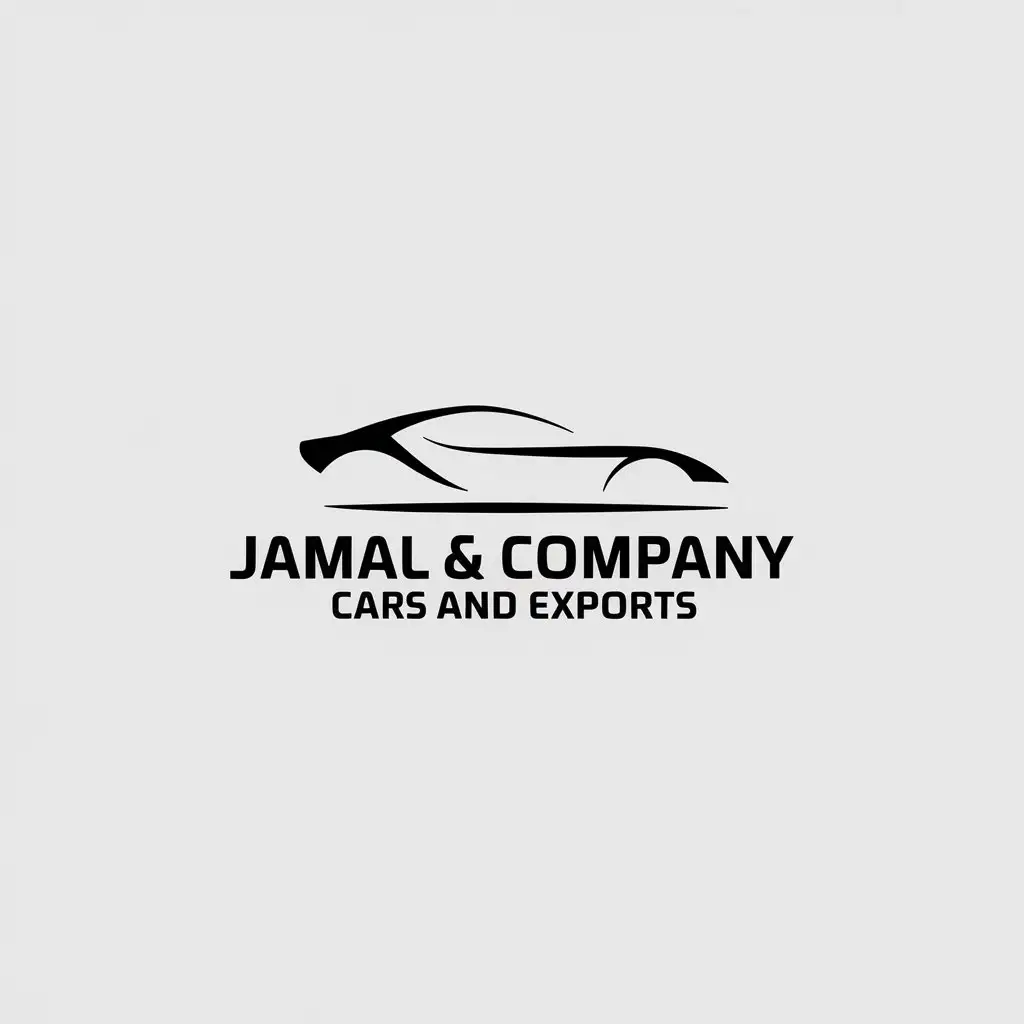 LOGO Design for Jamal Company Cars and Exports Minimalistic Car Symbol with Clear Background for Automotive Industry