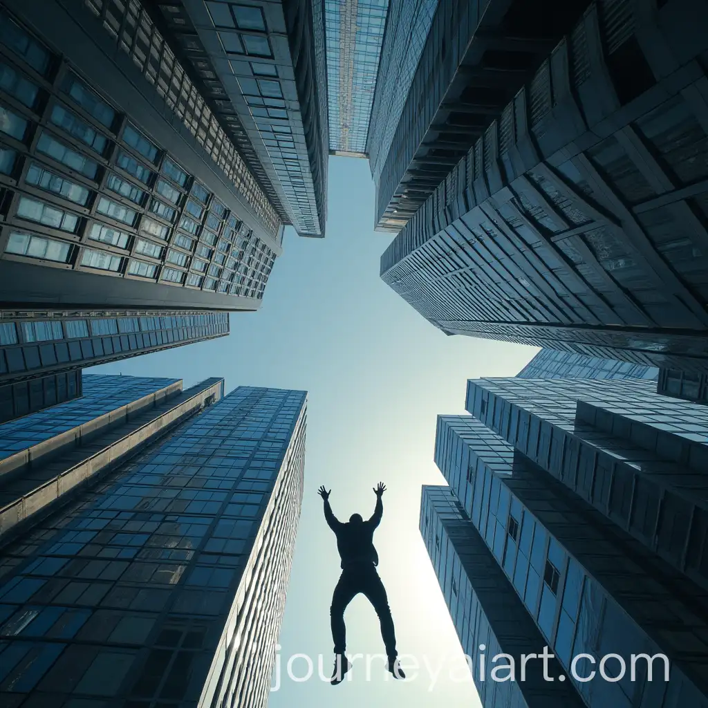 Surreal-Upside-Down-London-Skyline-with-Falling-Figure