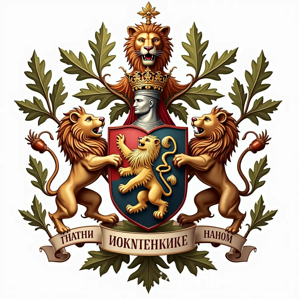 Family-Coat-of-Arms-for-the-Family-Featuring-Lions-and-Oak-Leaves