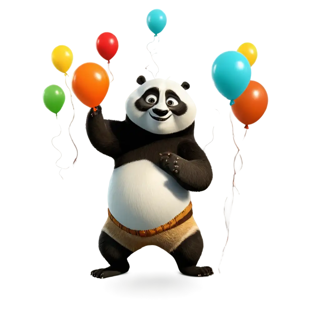 Kung fu panda wishing happy birthday with balloons