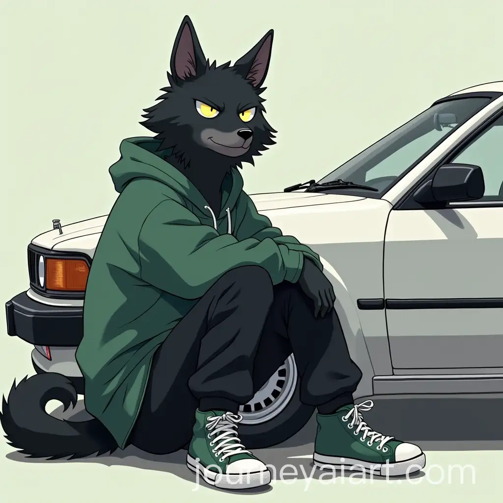 AnimeInspired-Wolf-Boy-Leaning-Against-a-Toyota-Mark-II-in-Streetwear