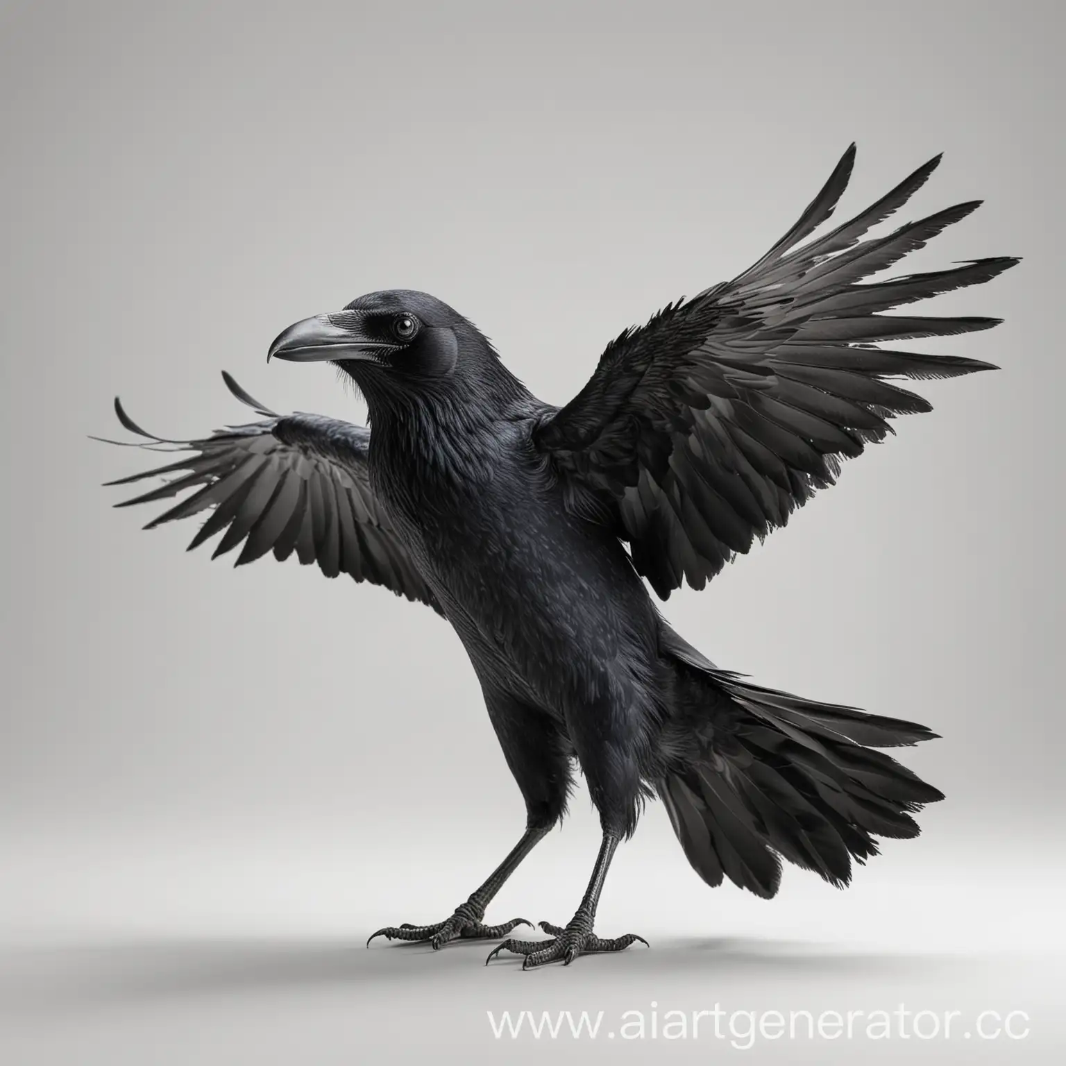 HighQuality-Black-Crow-with-Spread-Wings-on-White-Background