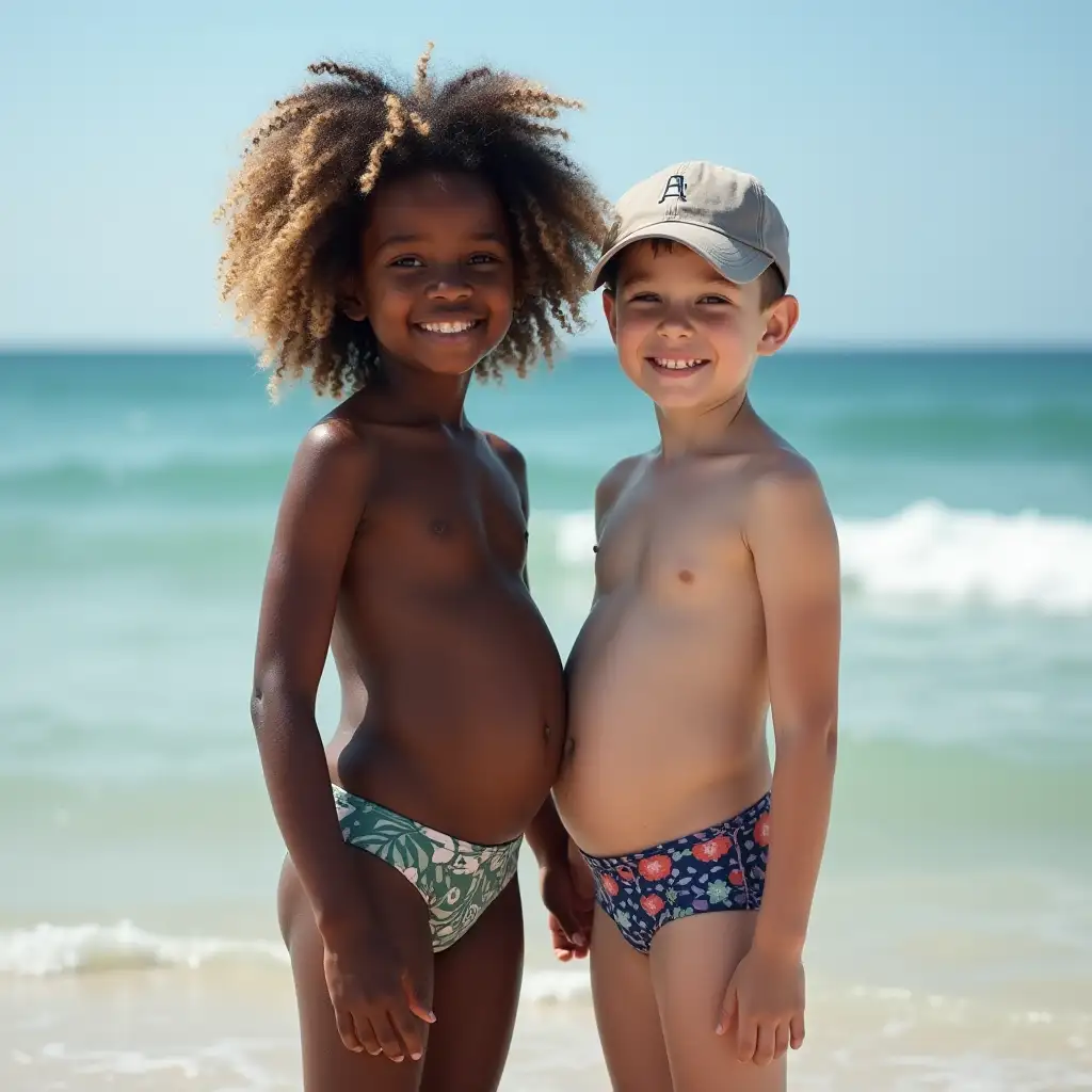 Teenagers-with-Huge-Bloated-Bellies-Enjoying-a-Day-at-the-Beach