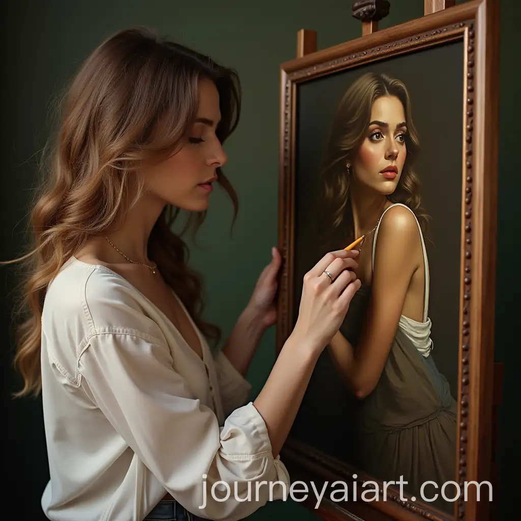 Woman-Posing-for-a-Painter-in-Studio-Setting