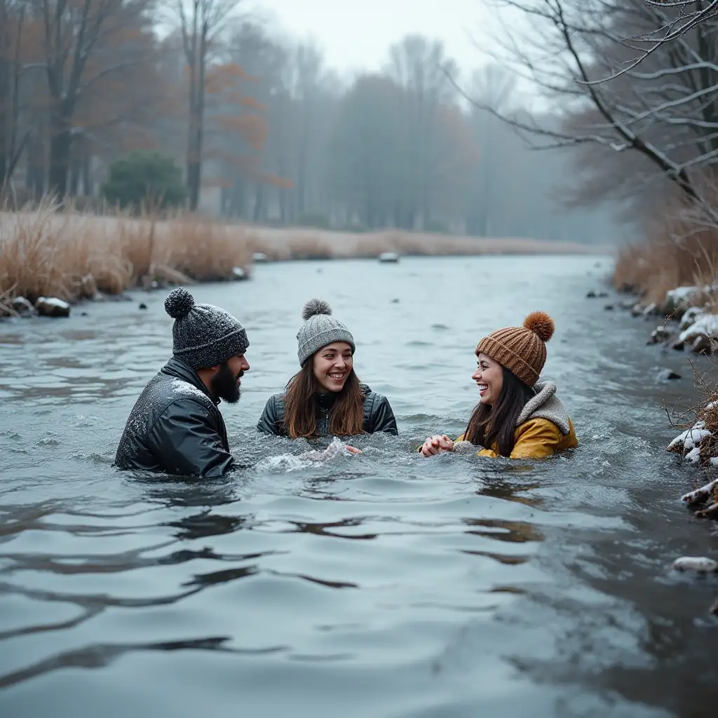 People-Bathing-in-the-River-During-Winter-with-Snow-and-Hoarfrost