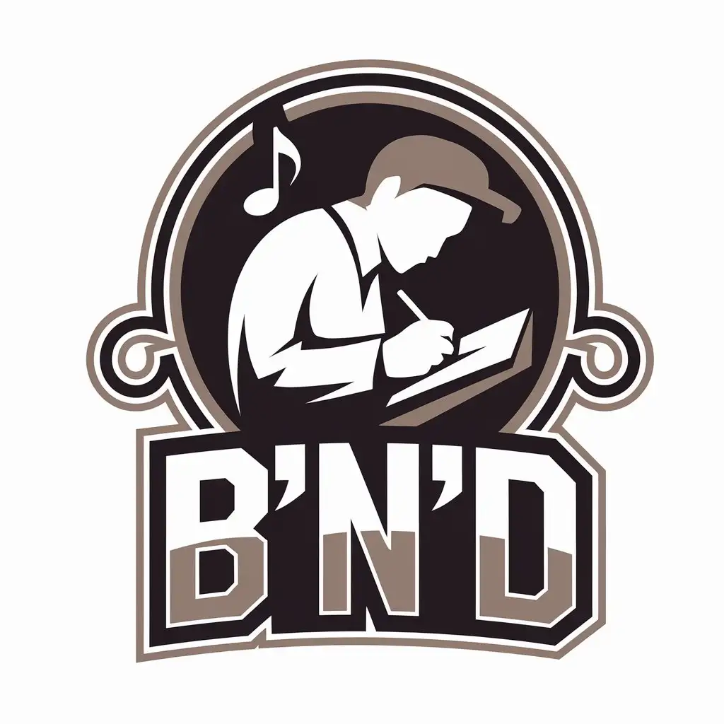 LOGO-Design-For-bnd-Person-Writing-in-Notebook-with-Music-Theme