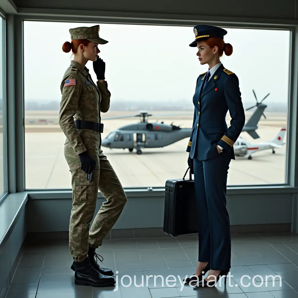 Russian-and-American-Military-Female-Pilots-in-a-Flight-Directors-Tower-with-Military-Aircraft