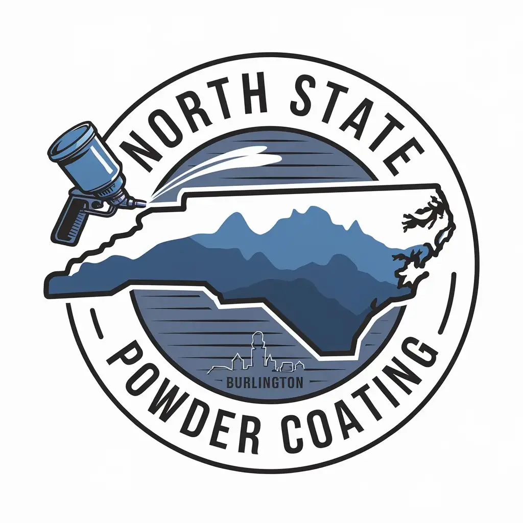 LOGO Design for North State Powder Coating Blue Ridge Mountains Powder Coating Gun Burlington Outline