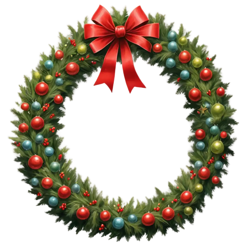 Christmas-Wreath-PNG-Hyperrealistic-Oil-Painting-in-Daz3D-Disney-Pixar-Style-for-Holiday-Design-Projects