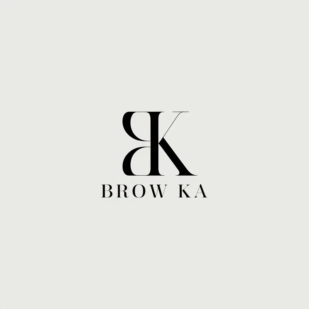 a vector logo design,with the text "brow ka", main symbol:B and K,Minimalistic,be used in Beauty Spa industry,clear background