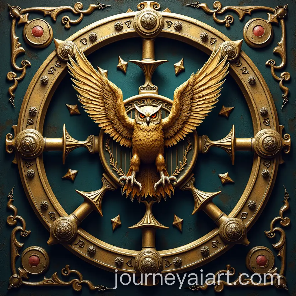 Gothic-Style-Wheel-of-Samsara-with-Owls