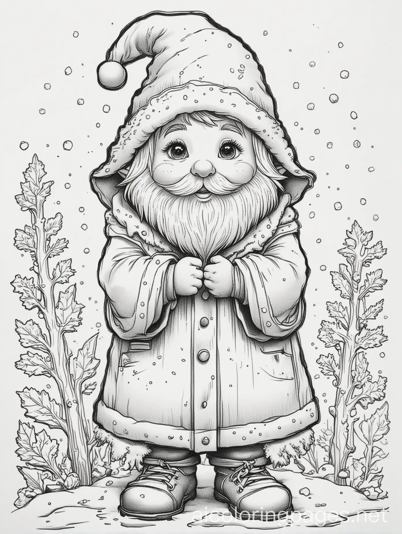 Adorable-Winter-Gnome-in-a-Cozy-Coat-Surrounded-by-Snow