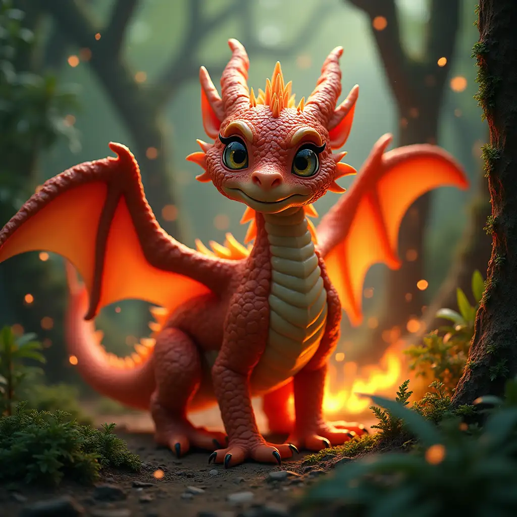 A dragon named Ek who is very beautiful and fire is coming out of it and the place around it is a jungle and it's a video