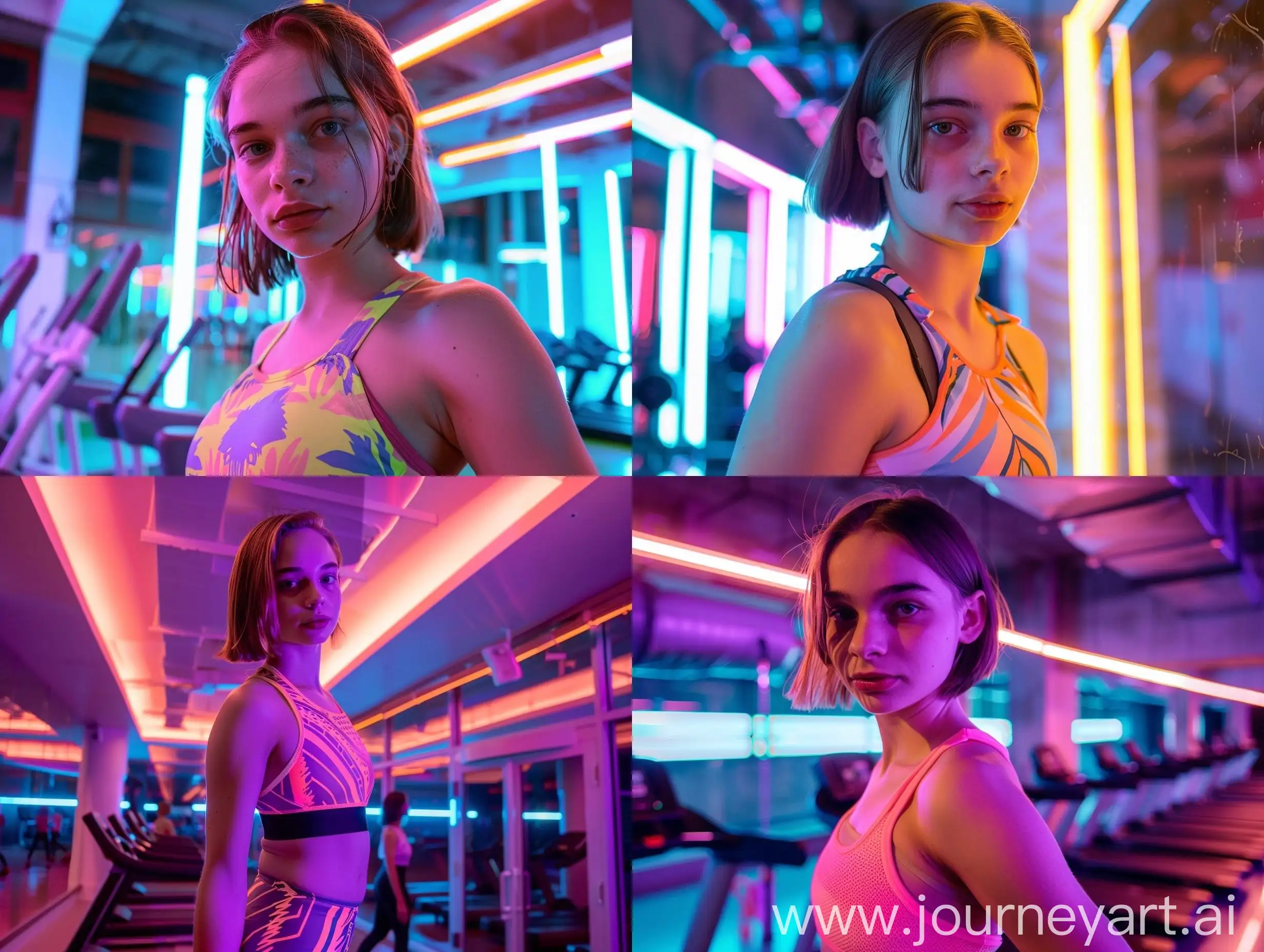 Retro-Pastel-Gym-Fashion-Fitness-Blogger-in-HighTech-Gym