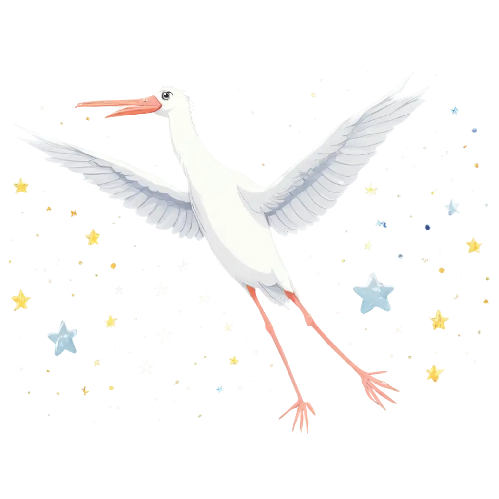 Stork-with-Stars-and-Galaxies-Cartoon-Drawing-PNG-for-Creative-Projects