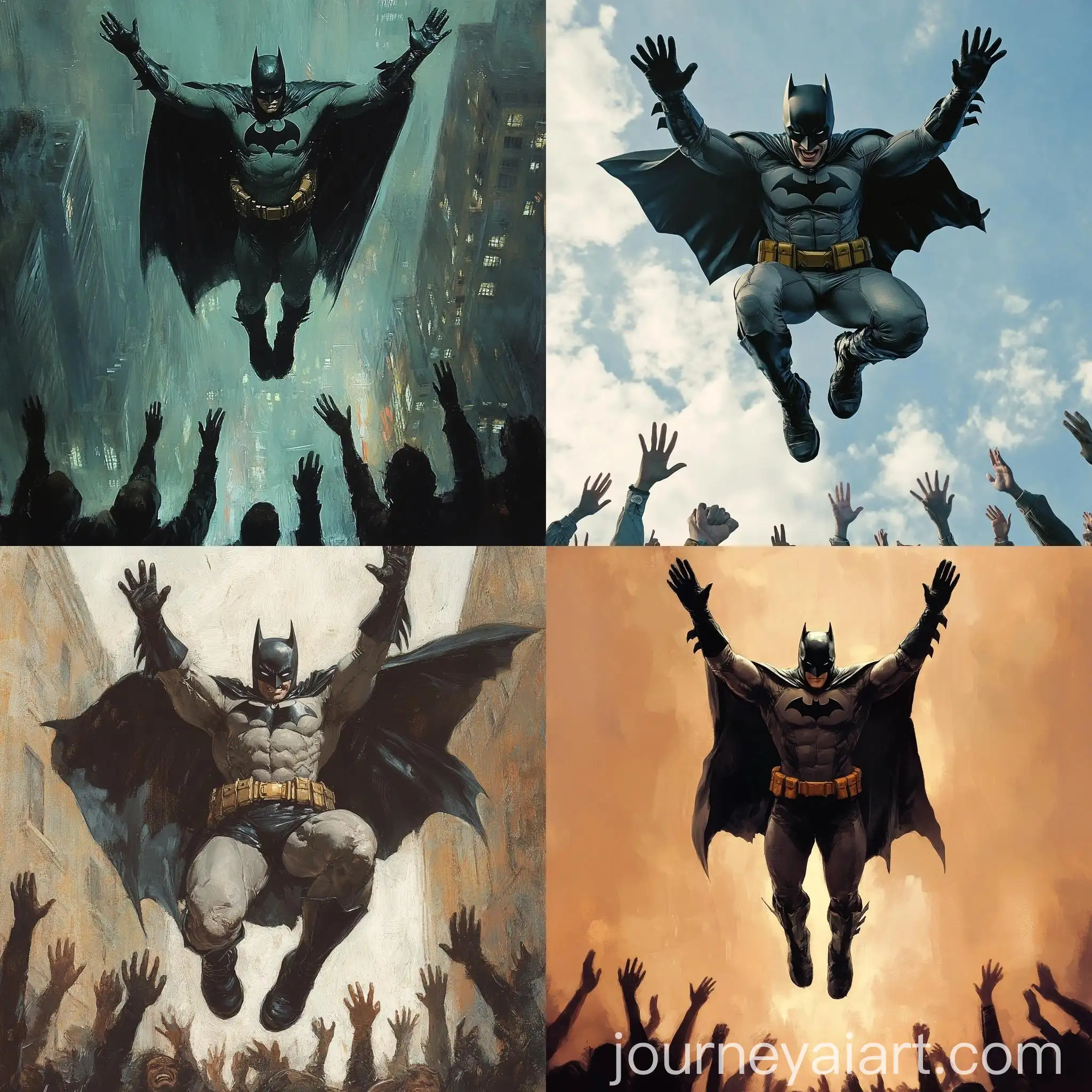 Batman-Jumping-Over-Crowd-with-Raised-Hands
