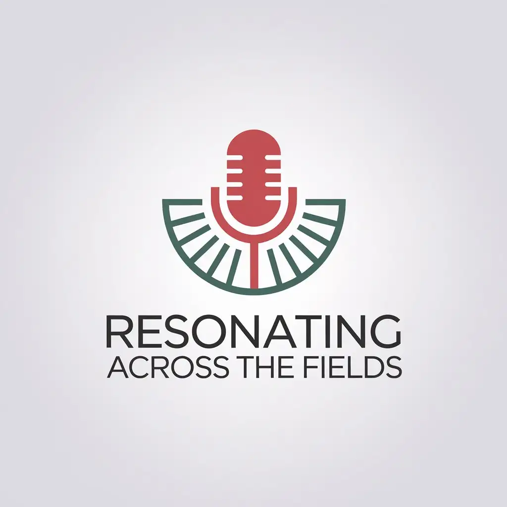 LOGO Design for Resonating Across the Fields Red Microphone Green Field in Minimalistic Style for Legal Industry