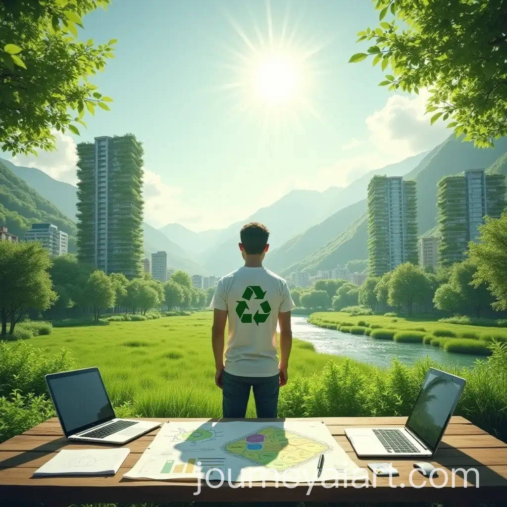 Human-in-Green-Field-Symbolizing-Sustainable-Politics-with-Modern-EcoCity