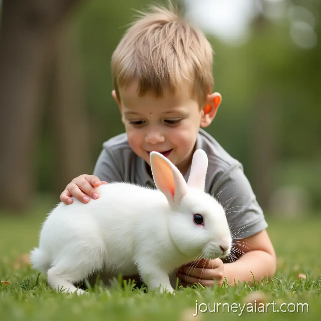 Young-Boy-Playing-with-a-Small-White-Rabbit-in-aBoy-playing-with-rabbit-Serene-Setting