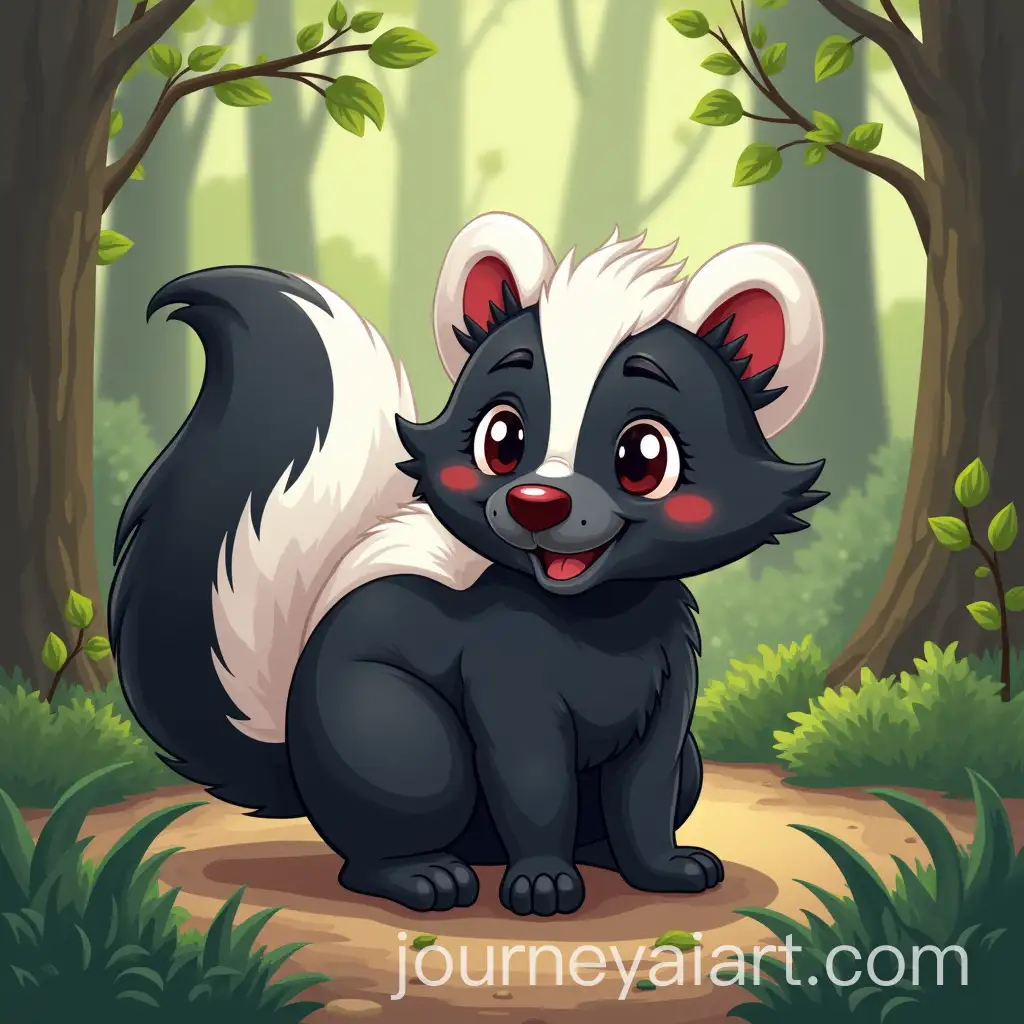 Cartoon-Skunk-Hiding-in-Bushes