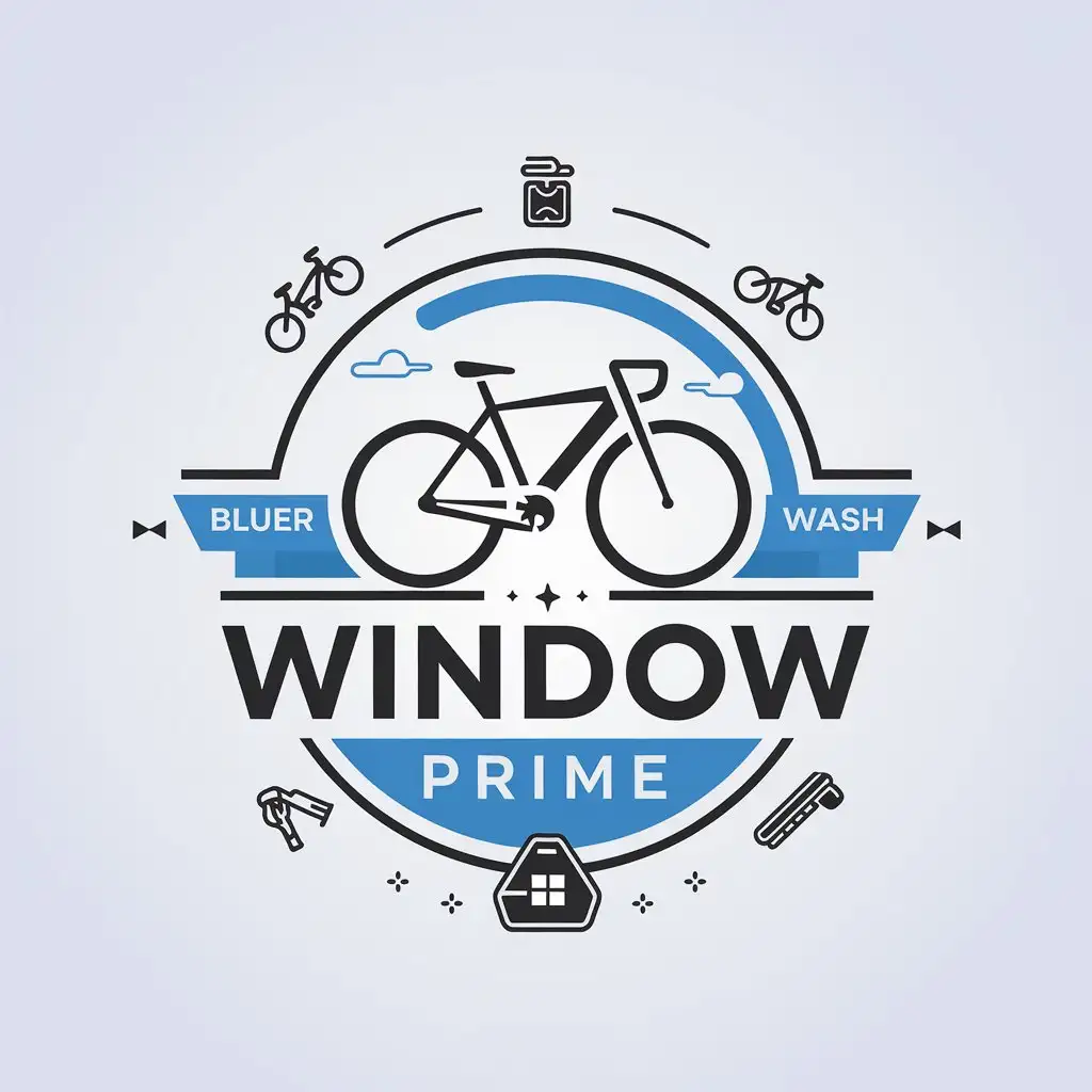 LOGO Design For Window Prime Bicycle Wash Company with Blue and Sky Theme