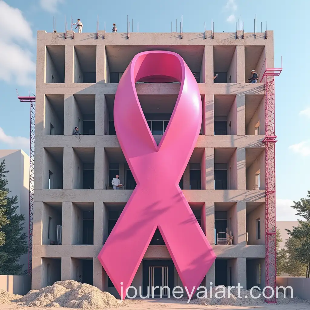 Women-Architects-in-Pink-Suits-Adding-Breast-Cancer-Symbol-to-Construction-Site