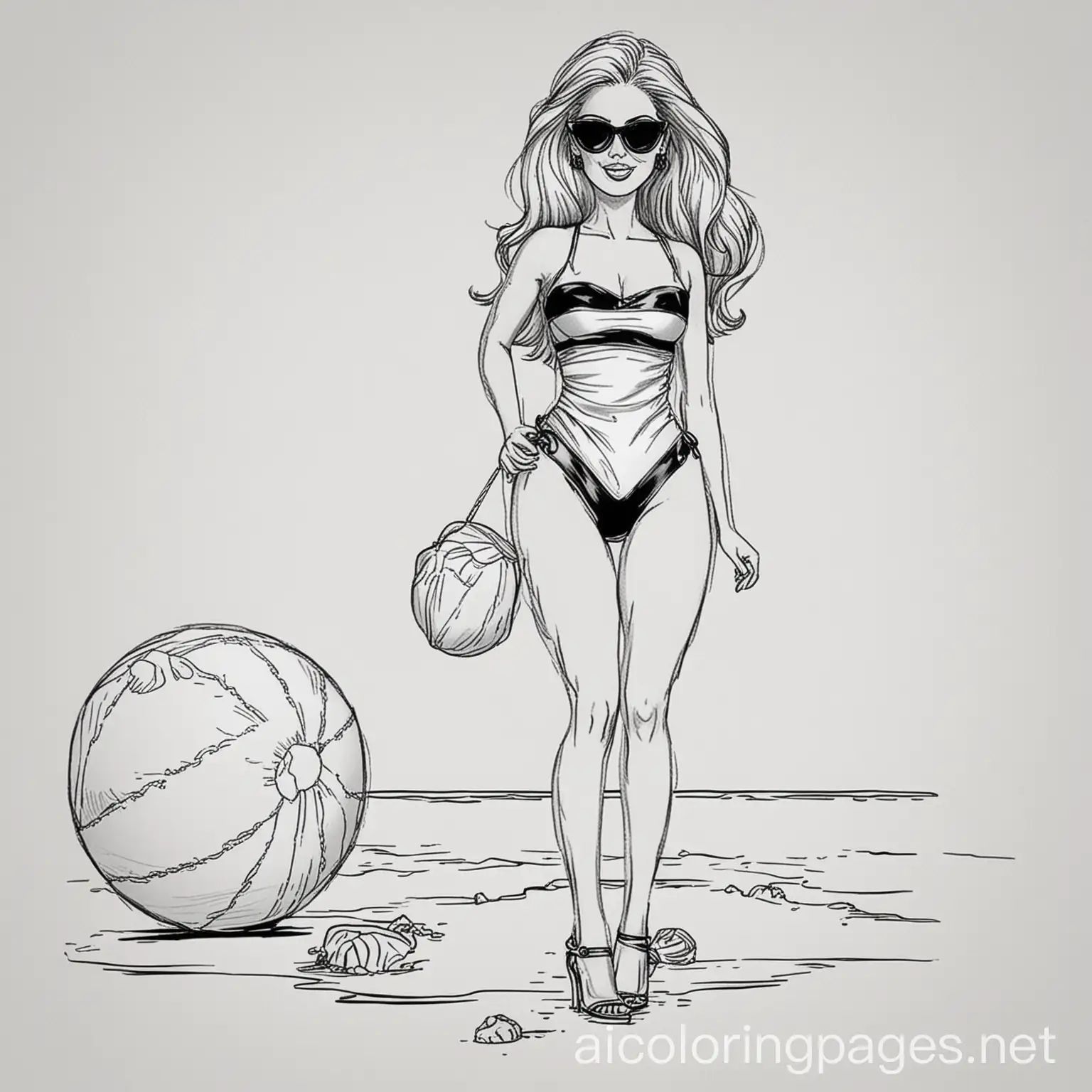 Barbie-Beach-Fun-Coloring-Page-with-Beach-Ball-and-Sunglasses