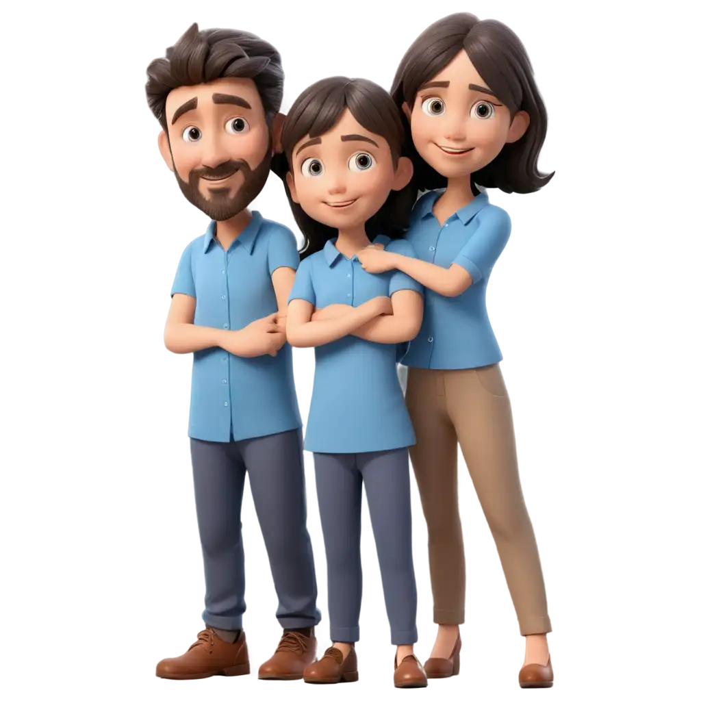 Family-3D-4-Person-with-Blue-Shirt-PNG-Image-Realistic-Digital-Art-for-Versatile-Online-Use