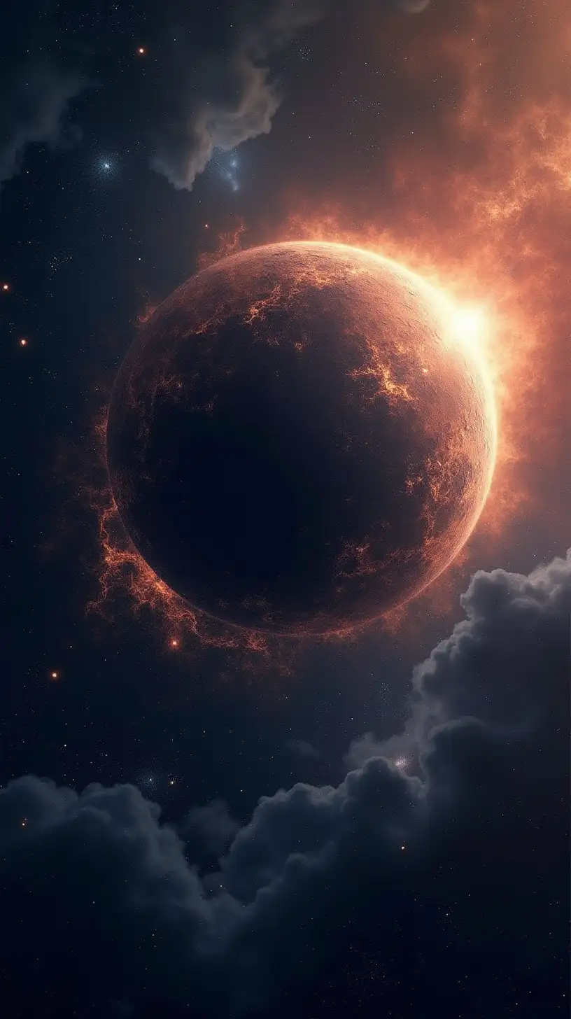 Realistic Planet Illustration with Dynamic Lighting and Nebula