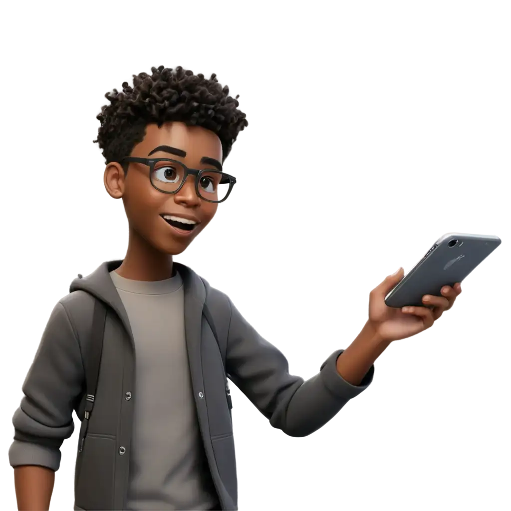 Dynamic-3D-Message-PNG-Image-of-a-Black-Boy-Sending-a-3D-Message