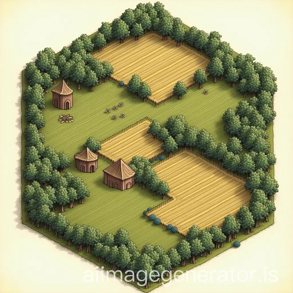 Pastoral-Medieval-English-Landscape-with-Fields-and-Forests-for-Board-Game-Terrain