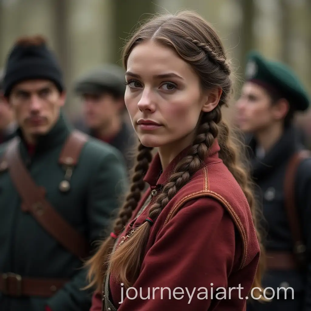 Cossack-Woman-Expressing-Gratitude-with-Audience-in-Background
