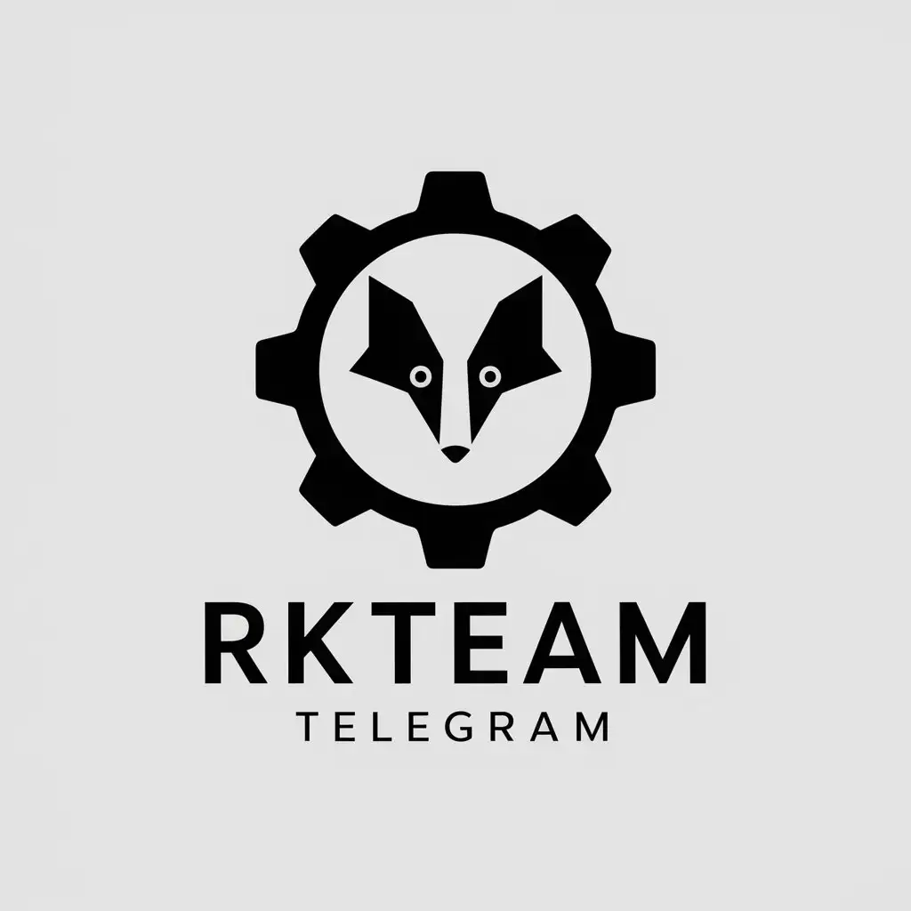 LOGO Design For RKTeam Telegram Minimalistic Gear and Fox Symbol for Internet Industry