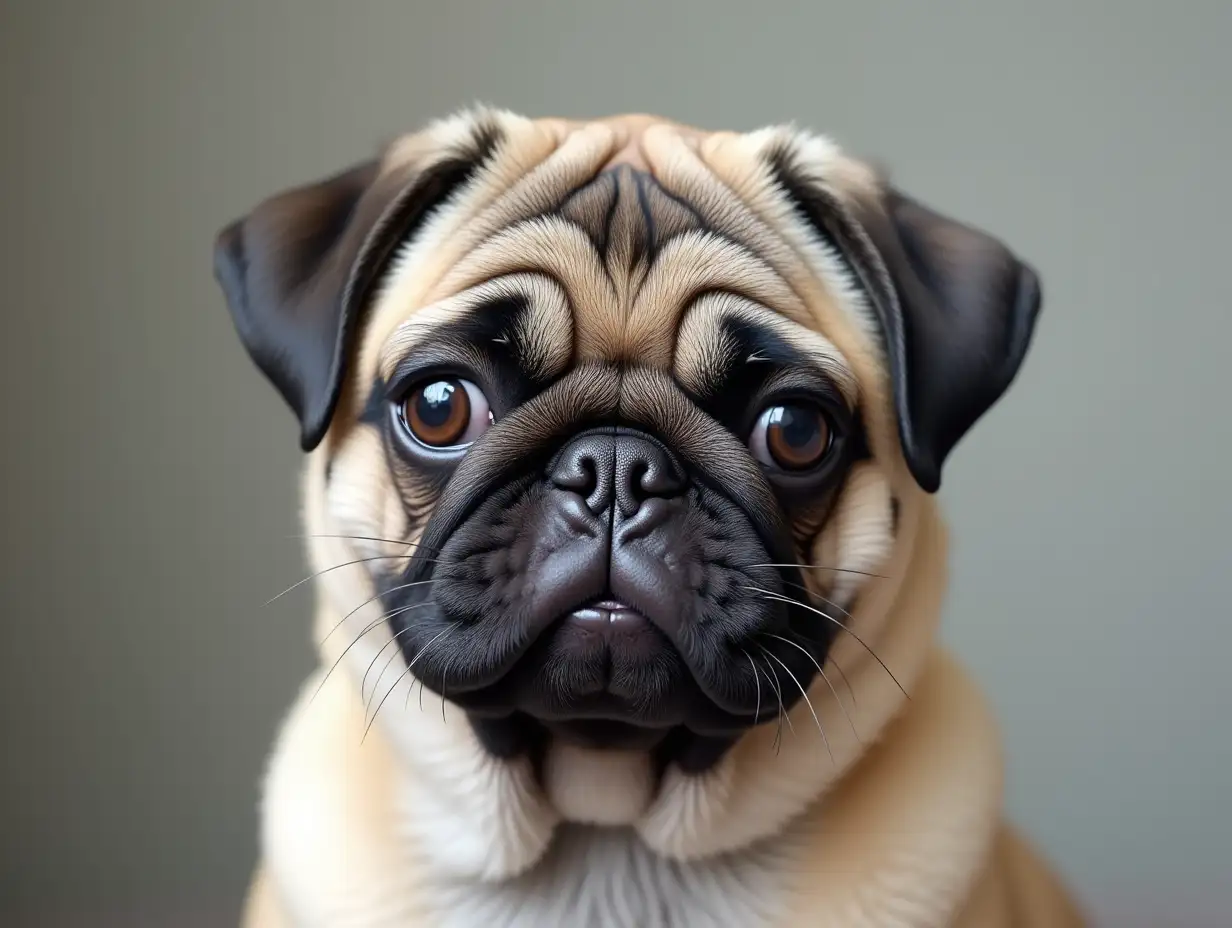 Adorable-Pug-Peeking-Out-with-Silvery-Gray-Coat