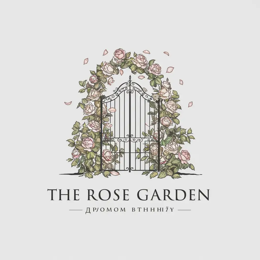 LOGO Design for The Rose Garden Elegant Gate Flower Symbol with Clear Background